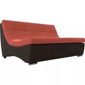 АртМебель Диван Монреаль микровельвет коралловый экокожа коричневый