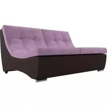 АртМебель Диван Монреаль микровельвет сиреневый экокожа коричневый