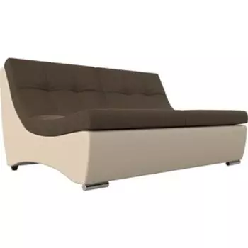 АртМебель Диван Монреаль рогожка коричневый экокожа бежевый