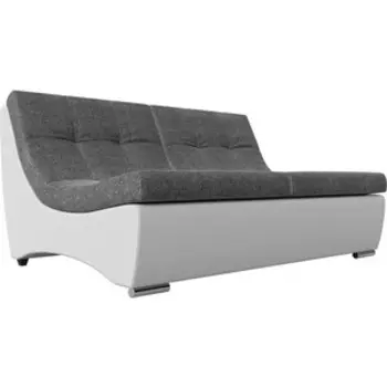 АртМебель Диван Монреаль рогожка серый экокожа белый