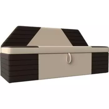 АртМебель Кухонный прямой диван Дуглас экокожа бежевый коричневый