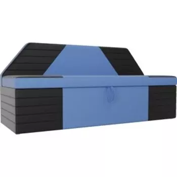 АртМебель Кухонный прямой диван Дуглас экокожа голубой черный