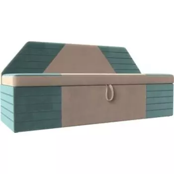 АртМебель Кухонный прямой диван Дуглас велюр бежевый бирюза