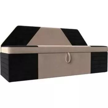 АртМебель Кухонный прямой диван Дуглас велюр бежевый черный