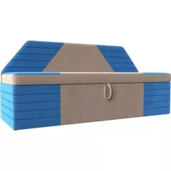 АртМебель Кухонный прямой диван Дуглас велюр бежевый голубой