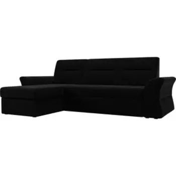 АртМебель Угловой диван Клайд микровельвет черный левый угол