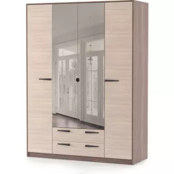 Атмосфера Шкаф 4-х створчатый с зеркалами Оптима шимо темный/ шимо светлый