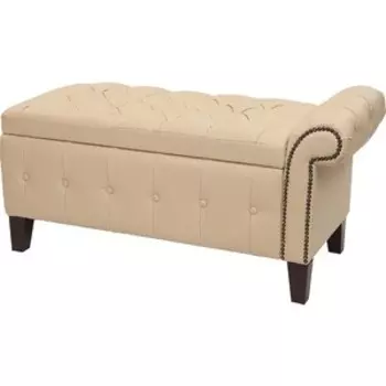 Банкетка Мебельстория Беркли-2 бежевый к/з правый