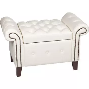 Банкетка Мебельстория Беркли-3 белый к/з