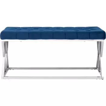 Банкетка-скамейка Stool Group Инсигния вельвет синий/сталь серебро Bench-011