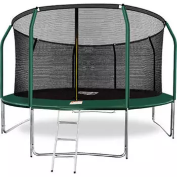 Батут Arland 14FT с внутренней страховочной сеткой и лестницей (темно-зеленый)