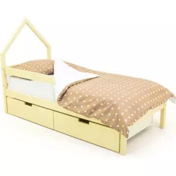 Детская кровать-домик Бельмарко мини Svogen бежевый + ящики 2 шт + бортик ограждение