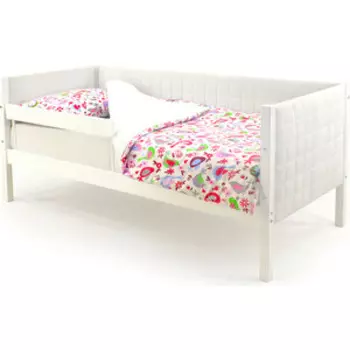 Детская кровать-тахта Бельмарко мягкая Svogen белый + бортик ограждение