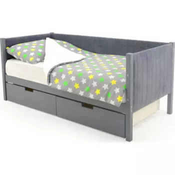 Детская кровать-тахта Бельмарко мягкая Svogen графит + ящики 2 шт