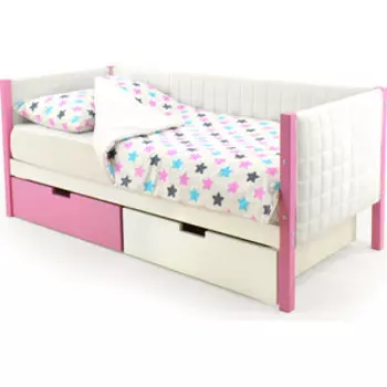 Детская кровать-тахта Бельмарко мягкая Svogen лаванда-белый + ящики 1 лаванда, 1 белый