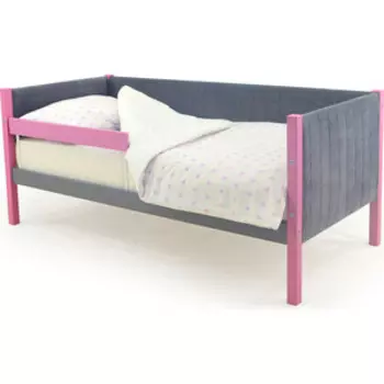 Детская кровать-тахта Бельмарко мягкая Svogen лаванда-графит + бортик ограждение