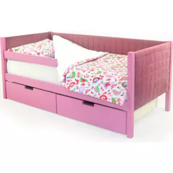 Детская кровать-тахта Бельмарко мягкая Svogen лаванда + ящики 2 шт + бортик ограждение