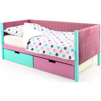 Детская кровать-тахта Бельмарко мягкая Svogen мятный-лаванда + ящики 1 мятный, 1 лаванда
