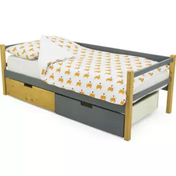 Бельмарко Детская кровать-тахта Svogen дерево-графит + ящики 1 дерево, 1 графит