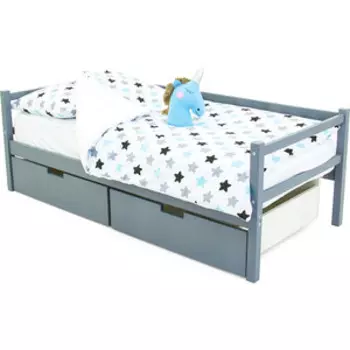 Бельмарко Детская кровать-тахта Svogen графит + ящики 2 шт