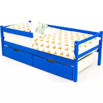 Бельмарко Детская кровать-тахта Svogen синий + ящики 2 шт + бортик ограждение