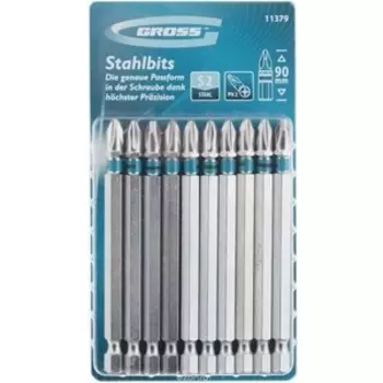Биты GROSS PH2x90 сталь S2 10шт (11379)