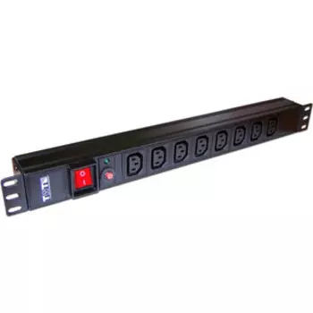 Блок розеток Lanmaster 19'' 8 шт. C13, 10A 250V, без шнура питания (TWT-PDU19-10A8C3)