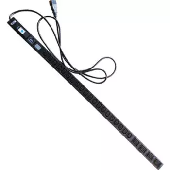 Блок розеток Lanmaster вертикальный, 1-фазный с автоматом, A/V- метр, 16A / 250V, 4xC19 + 20xC13, шнур 3.0 м, разъем C20 (TWT-PDVI-4C9-20C3-C0)