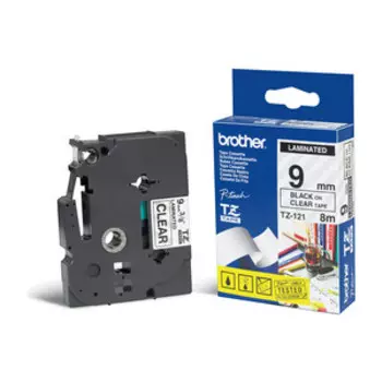 Brother Лента 9мм черный на белом для PT-1xxx, PT-2xxx, PT-3xxx, PT-5xxx, PT-9xxx (TZE221)