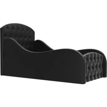 Детская кровать АртМебель Майя Люкс экокожа черный