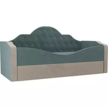 Детская кровать АртМебель Скаут велюр бирюза бежевый