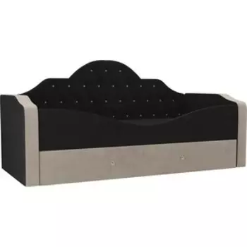 Детская кровать АртМебель Скаут велюр черный бежевый