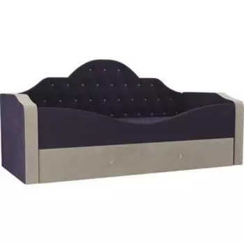 Детская кровать АртМебель Скаут велюр фиолетовый бежевый