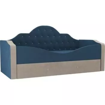 Детская кровать АртМебель Скаут велюр голубой бежевый