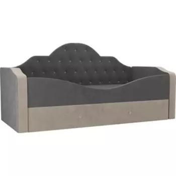 Детская кровать АртМебель Скаут велюр серый бежевый