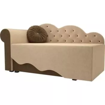 Детская кровать АртМебель Тедди-1 микровельвет бежевый/коричневый левый угол