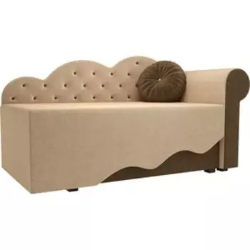 Детская кровать АртМебель Тедди-1 микровельвет бежевый/коричневый правый угол