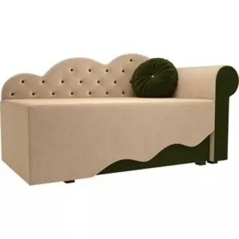 Детская кровать АртМебель Тедди-1 микровельвет бежевый/зеленый правый угол