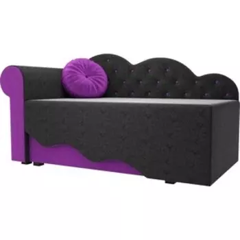 Детская кровать АртМебель Тедди-1 микровельвет черный/фиолетовый левый угол