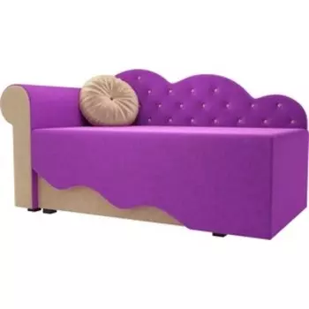 Детская кровать АртМебель Тедди-1 микровельвет фиолетовый/бежевый левый угол