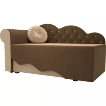 Детская кровать АртМебель Тедди-1 микровельвет коричневый/бежевый левый угол