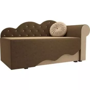 Детская кровать АртМебель Тедди-1 микровельвет коричневый/бежевый правый угол