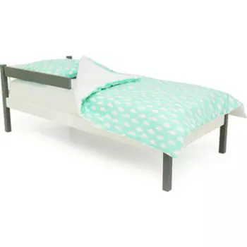 Детская кровать Бельмарко Svogen classic графит-белый + бортик ограждение