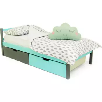 Детская кровать Бельмарко Svogen classic графит-мятный + ящики 1 графит, 1 мятный