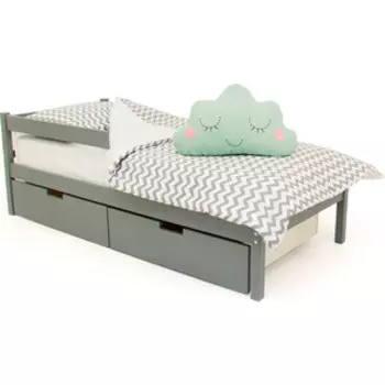 Детская кровать Бельмарко Svogen classic графит + ящики 2 шт + бортик ограждение