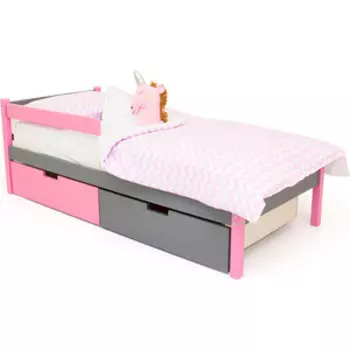 Детская кровать Бельмарко Svogen classic лаванда-графит + ящики 1 лаванда, 1 графит + бортик ограждение