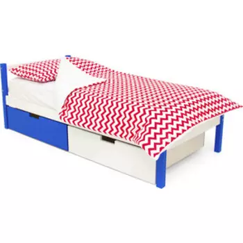 Детская кровать Бельмарко Svogen classic сине-белый + ящики 1 синий, 1 белый