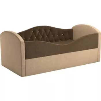Детская кровать Мебелико Сказка Люкс вельвет коричневый+бежевый