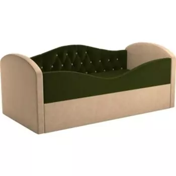Детская кровать Мебелико Сказка Люкс вельвет зеленый+бежевый