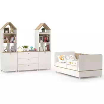 Детская Моби Эйп № 2, цвет белый/дуб белый, 800х1600 мм.